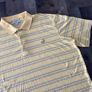 Masters performance mens Polo Shirt XXL 2XL yellow blue striped  Augusta